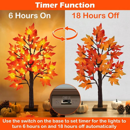 Lighted Fall Maple Tree, Battery Operated with Timer