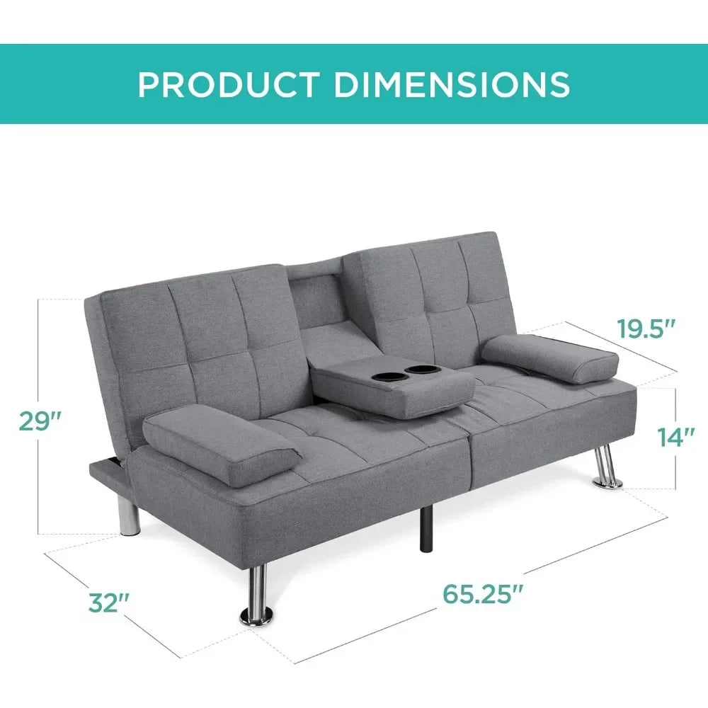 Linen Futon, Reclining Sofa Bed for Apartment