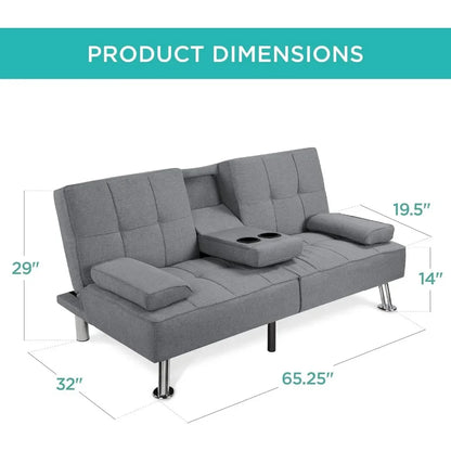 Linen Futon, Reclining Sofa Bed for Apartment