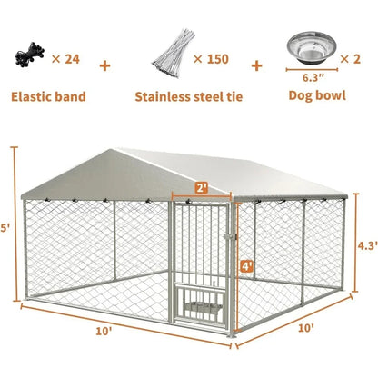 10x10 Large Outdoor Dog Kennel with Roof