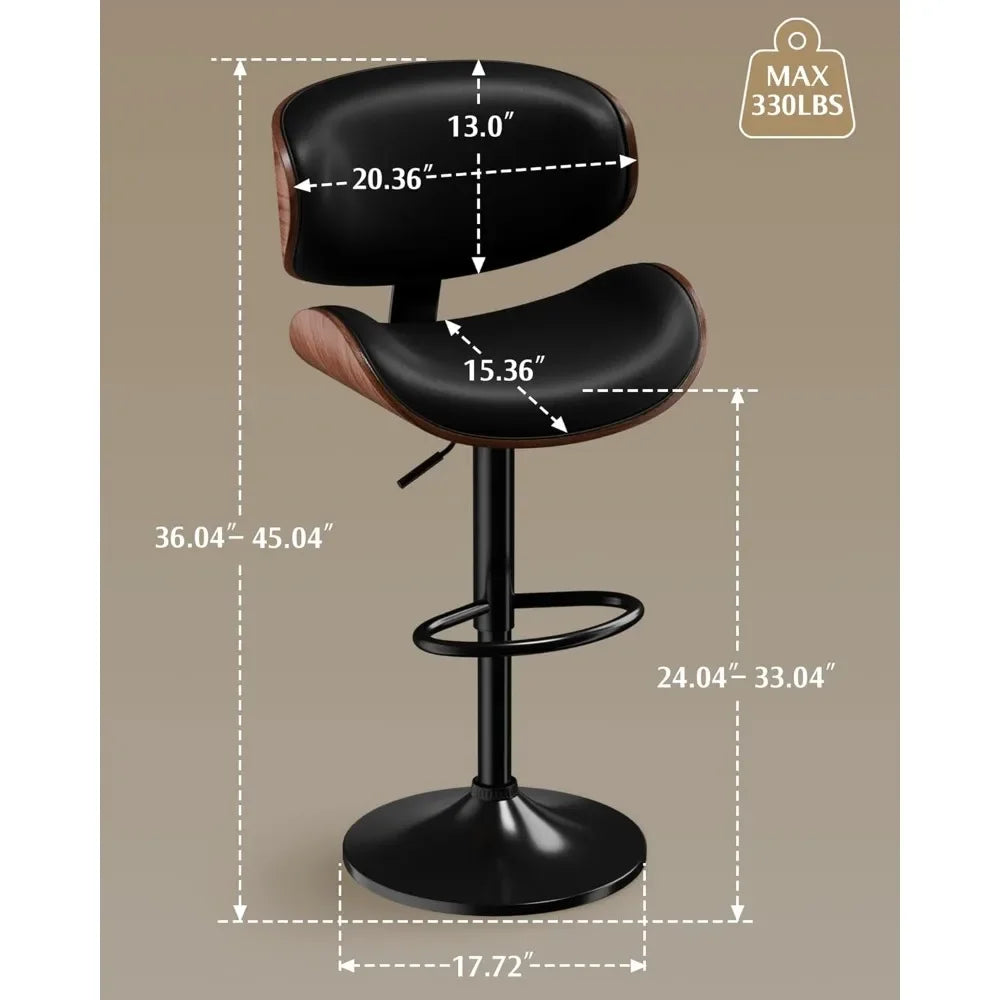 2 Adjustable Swivel Leather Bar Stools