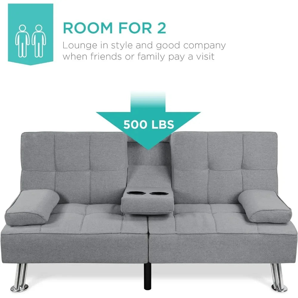 Linen Futon, Reclining Sofa Bed for Apartment