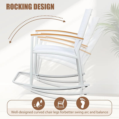 3 Piece Wicker Outdoor Bistro with Rocking Chairs