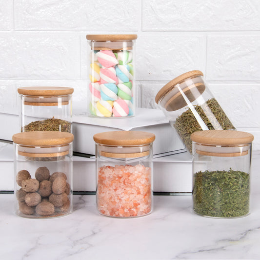 24oz Glass Spice Jars with Airtight Bamboo Lids