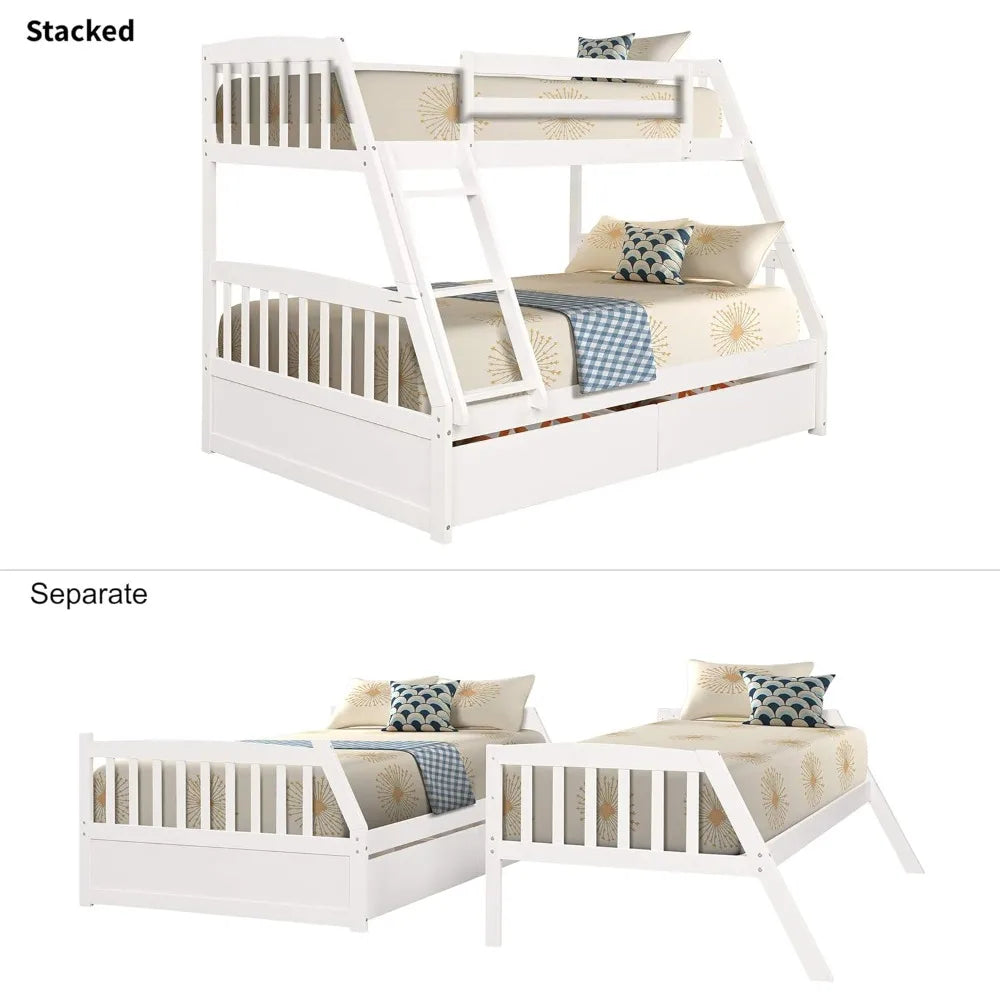 Solid Wood Twin Bunk Bed with Storage