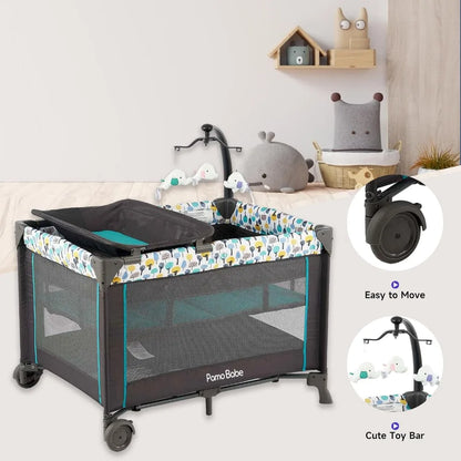 Portable Crib with Detachable Bassinet and Changing Table