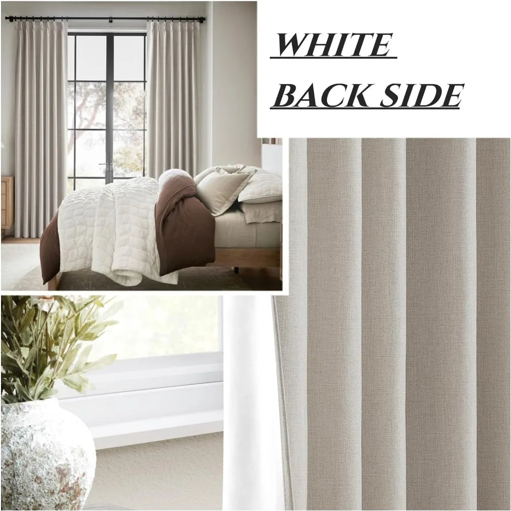 Natural Linen Pinch Pleated Blackout Curtains