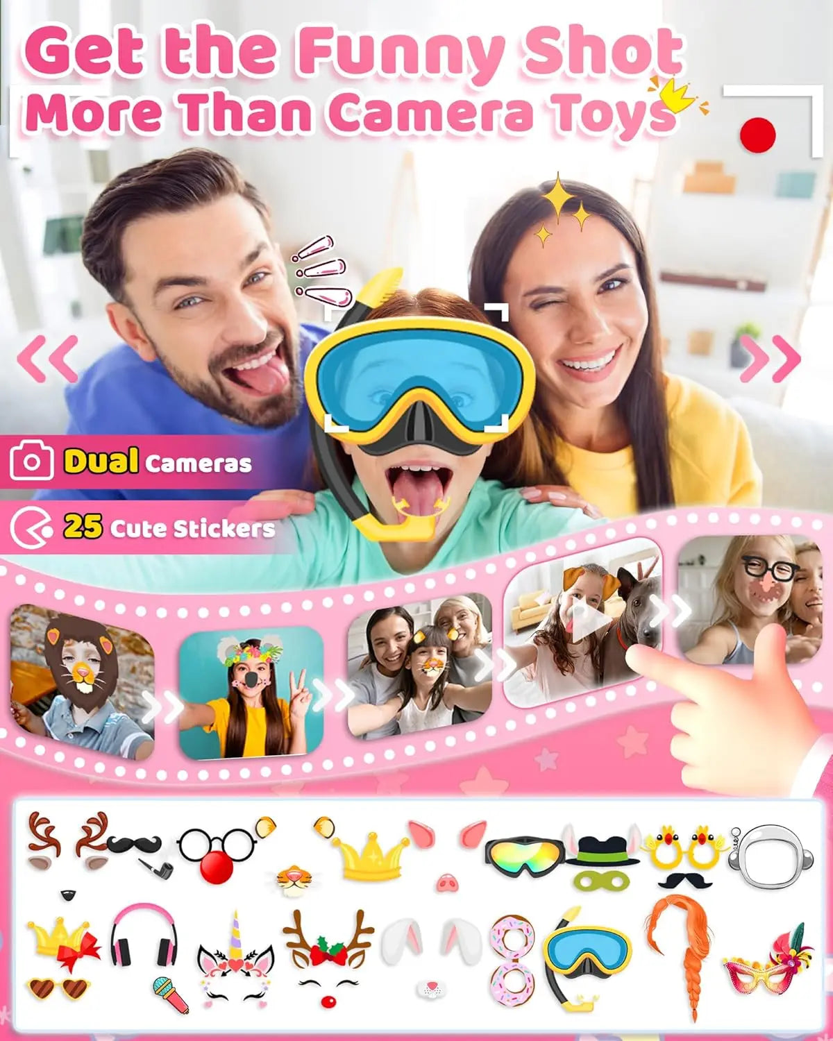 Kids Phone for Girls Ages 3-8, with MP3 Music Player, Dual Camera, Puzzle, Games and More