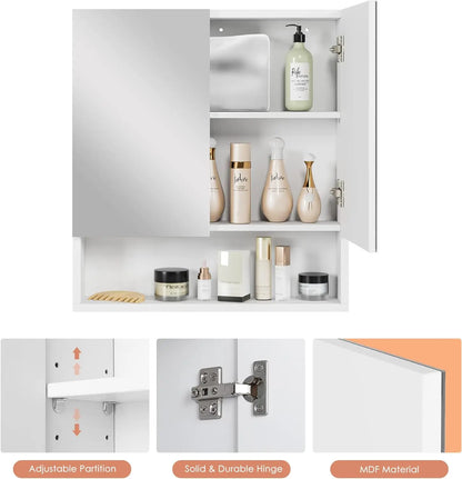 Bathroom Mirror Medicine Cabinet, with 2 Door Storage